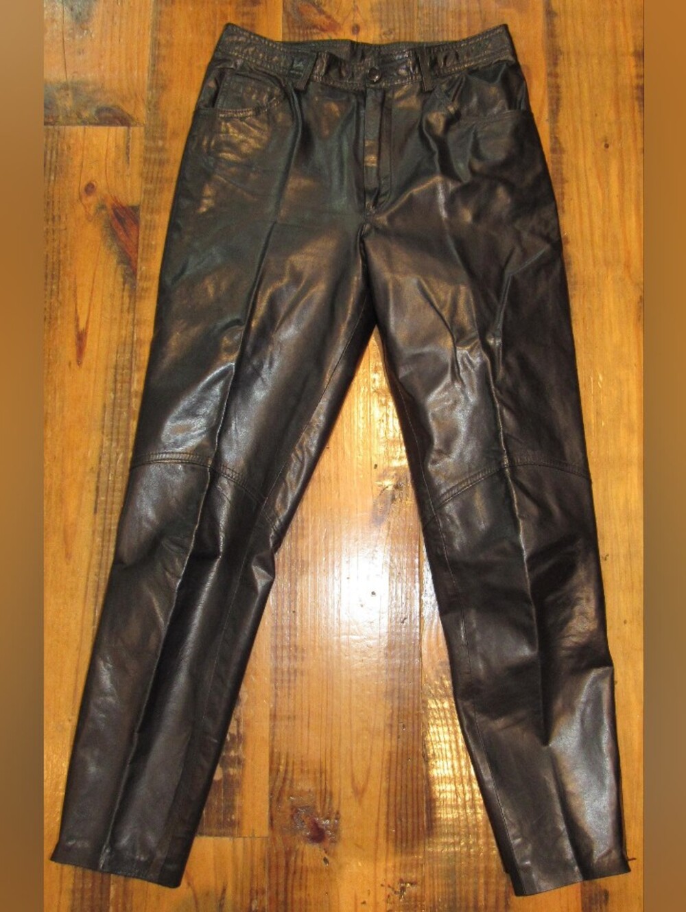 Vtg Michael Hoban Brown Faux Leather Tapered Pants